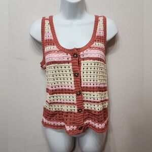 a.n.a Sleeveless Sweater Small Multucolor‎ Casual Lightweight Button Front C425